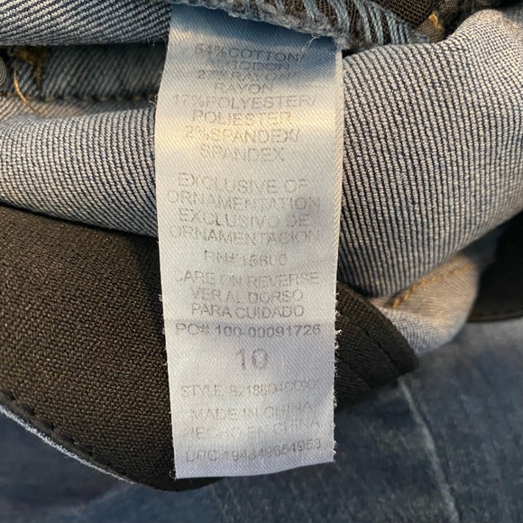 Democracy Ab Solution High Rise Dark Denim Raw Him Side Slit Slim Jeans Size 10 - Picture 12 of 12